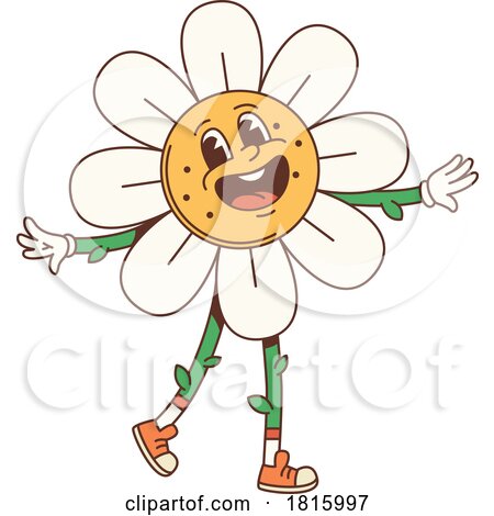 Retro Cartoon Flower Mascot Clipart by Vector Tradition SM