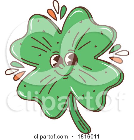 Retro Cartoon St Patricks Day Shamrock Mascot Clipart by Vector Tradition SM