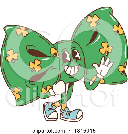 Retro Cartoon St Patricks Day Bow Mascot Clipart by Vector Tradition SM