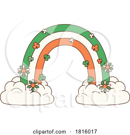 Retro Cartoon St Patricks Day Rainbow Clipart by Vector Tradition SM