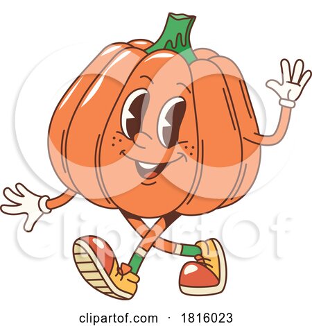 Retro Cartoon Pumpkin Mascot Clipart by Vector Tradition SM