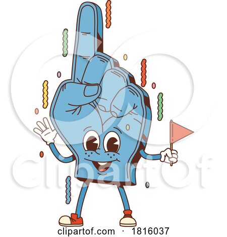 Retro Cartoon Foam Finger Mascot Clipart by Vector Tradition SM