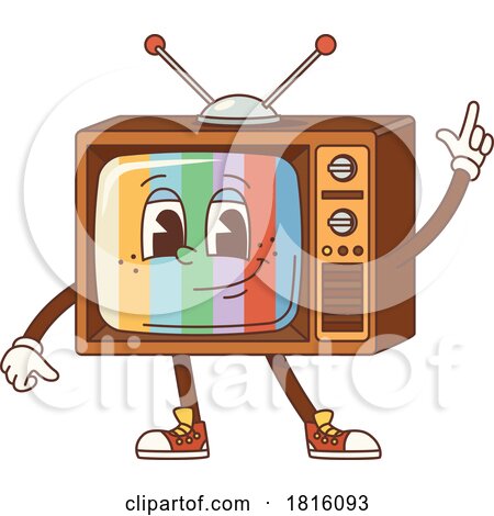 Retro Cartoon Box Television Mascot Clipart by Vector Tradition SM