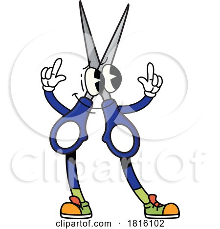 Retro Cartoon Scissors Mascot Clipart by Vector Tradition SM