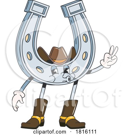 Cowboy Horseshoe Mascot Clipart by Vector Tradition SM