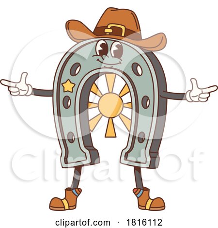 Cowboy Horseshoe Mascot Clipart by Vector Tradition SM