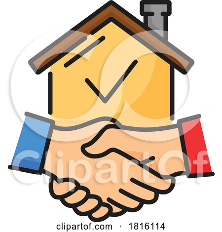 Realtor and Client Shaking Hands over a House Icon Clipart by Vector Tradition SM