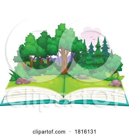 Open Book with a Nature Landscape by Vector Tradition SM