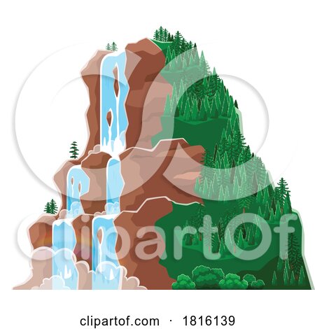 Waterfall Mountain Clipart by Vector Tradition SM