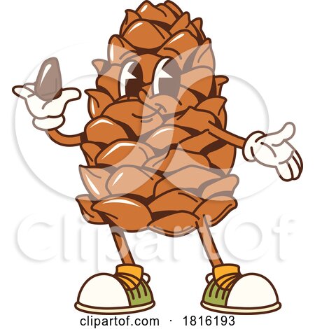 Cone Holding a Pine Nut Mascot Clipart by Vector Tradition SM