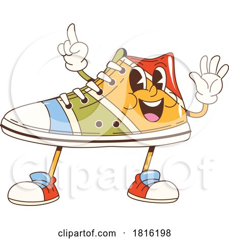 Retro Cartoon Sneaker Shoe Mascot Clipart by Vector Tradition SM