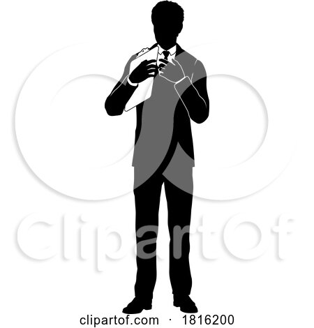 Business People Man with Clipboard Silhouette by AtStockIllustration