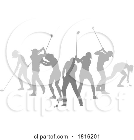 Golfers Golfing Silhouette Golf People Silhouettes by AtStockIllustration