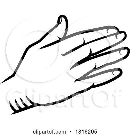 Hand Palm out Back or Rear Vintage Woodcut Style by AtStockIllustration