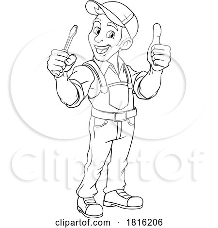 Electrician Handyman Screwdriver Cartoon Mascot by AtStockIllustration