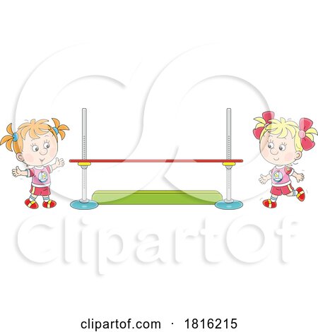 Girls at a High Jump Clipart by Alex Bannykh