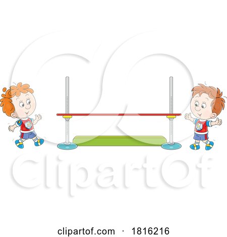 Boys Ready to Do the High Jump Clipart by Alex Bannykh