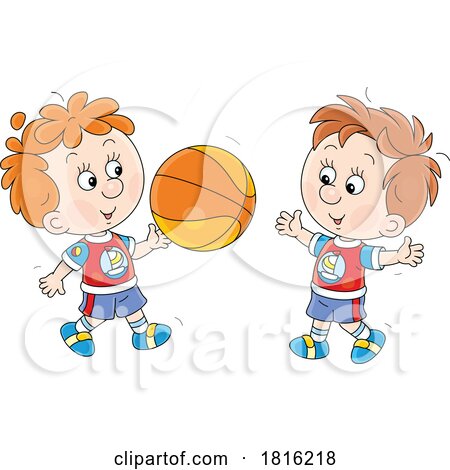 Boys Playing Basketball Clipart by Alex Bannykh