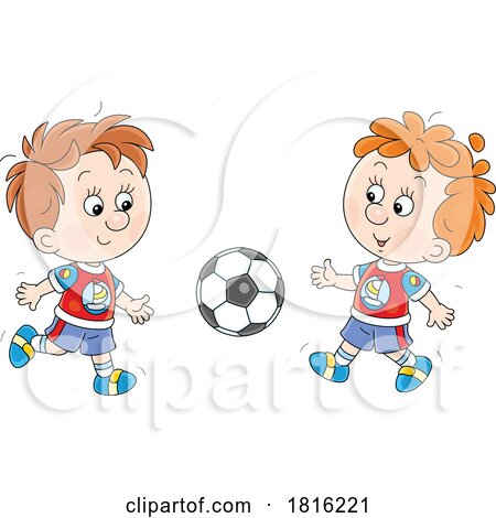 Boys Playing Soccer Clipart by Alex Bannykh