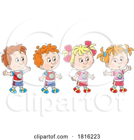 Children in Sports Uniforms Clipart by Alex Bannykh