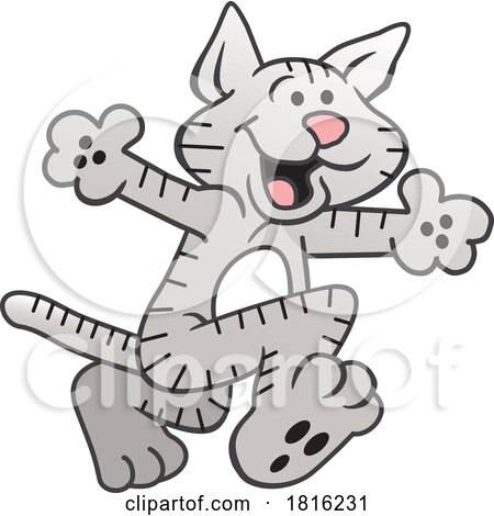 Cartoon Happy Cat Running Clipart by Johnny Sajem