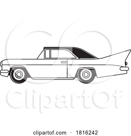 Side Profile View Black and White Muscle Car Clipart by Lal Perera