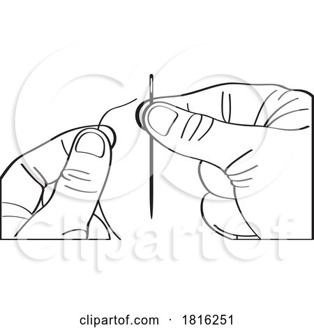 Cartoon Hands Threading a Needle Clipart by Lal Perera