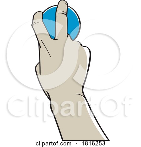 Cartoon Rear View of a Hand Holding a Ball Clipart by Lal Perera