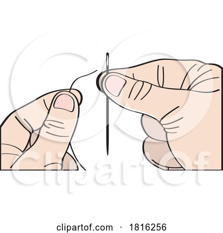 Cartoon Hands Threading a Needle Clipart by Lal Perera