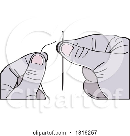 Cartoon Hands Threading a Needle Clipart by Lal Perera