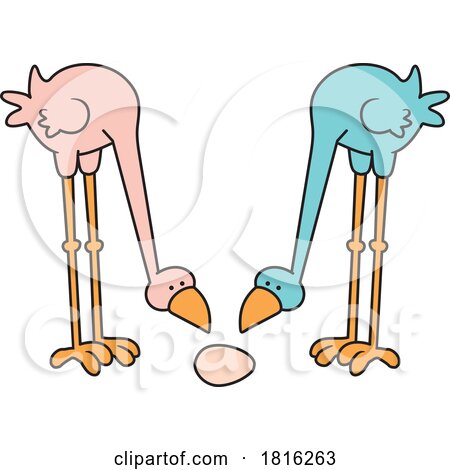 Cartoon Birds Looking at an Egg Clipart by Johnny Sajem