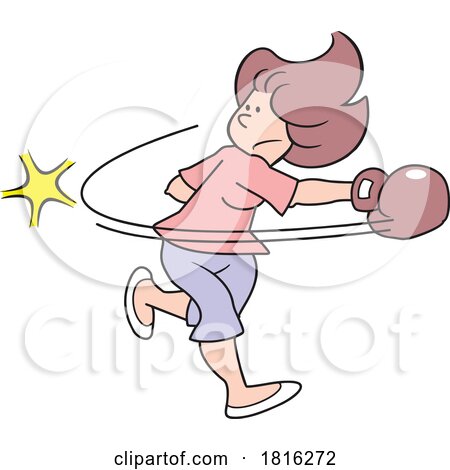 Cartoon Woman Boxing Clipart by Johnny Sajem