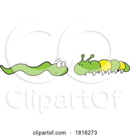 Cartoon Snake and Caterpillar Clipart by Johnny Sajem