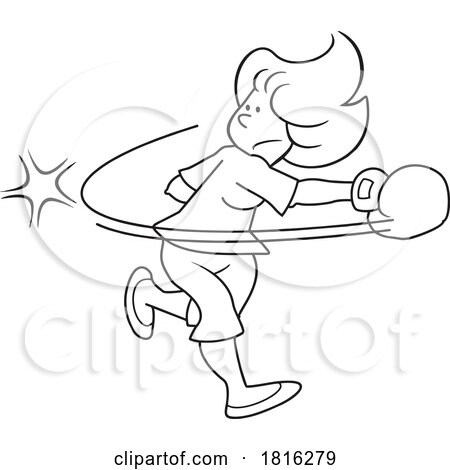 Cartoon Woman Boxing Clipart by Johnny Sajem