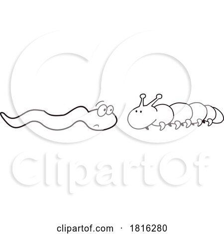 Cartoon Snake and Caterpillar Clipart by Johnny Sajem