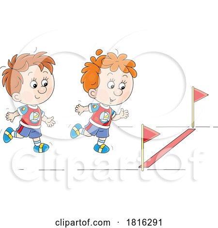 Cartoon Boys Running a Race on a Track Clipart by Alex Bannykh