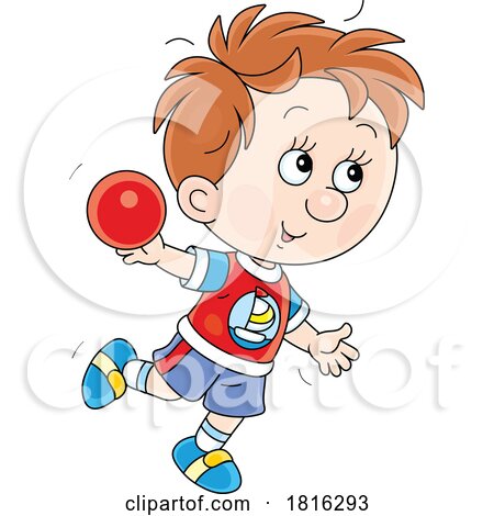 Cartoon Boy Throwing a Ball Clipart by Alex Bannykh