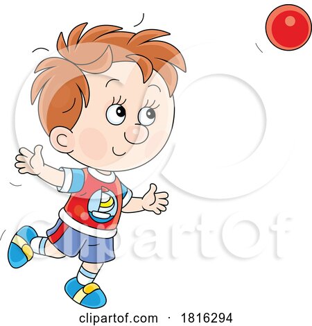 Cartoon Boy Catching a Ball Clipart by Alex Bannykh