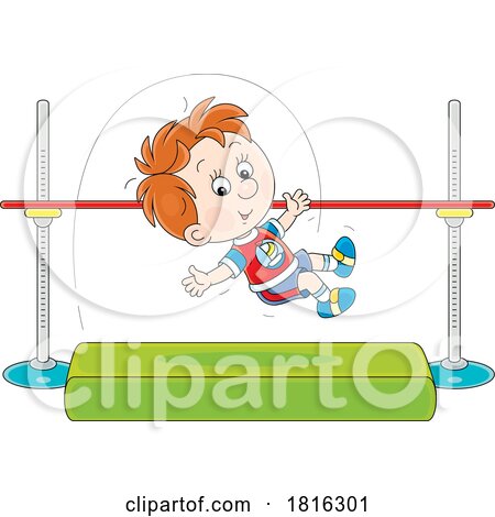 Cartoon Boy Performing a High Jump Clipart by Alex Bannykh