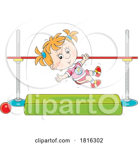 Cartoon Girl Performing a High Jump Clipart by Alex Bannykh