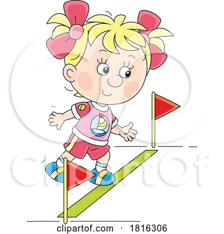 Cartoon Girl Ready to Run a Race Clipart by Alex Bannykh