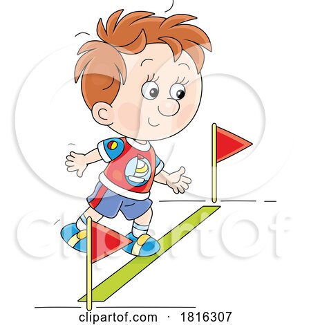 Cartoon Boy Ready to Run a Race Clipart by Alex Bannykh