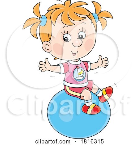 Cartoon Girl Exercising on a Fitness Ball Clipart by Alex Bannykh