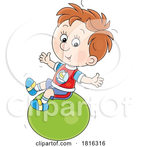 Cartoon Boy Exercising on a Fitness Ball Clipart by Alex Bannykh