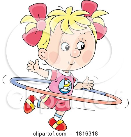 Cartoon Girl Using a Hula Hoop Clipart by Alex Bannykh