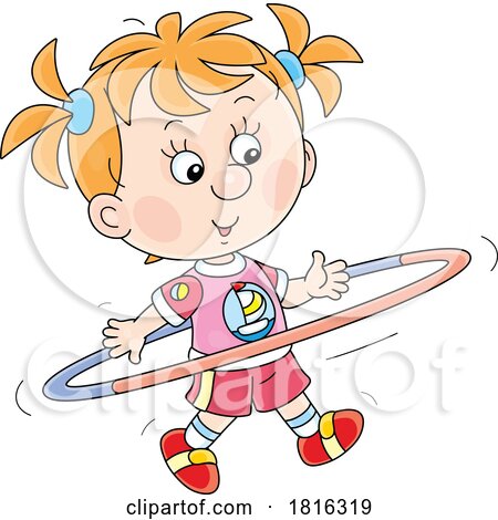 Cartoon Girl Using a Hula Hoop Clipart by Alex Bannykh