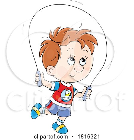 Cartoon Boy Using a Jump Rope Clipart by Alex Bannykh