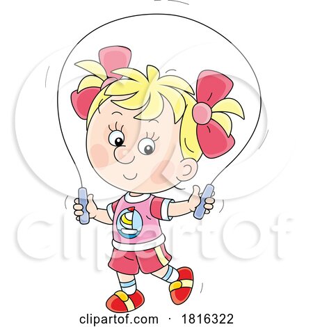 Cartoon Girl Using a Jump Rope Clipart by Alex Bannykh