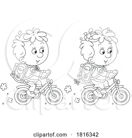 Cartoon Children Riding Bikes to School Clipart by Alex Bannykh