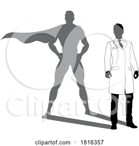 Superhero Scientist Super Hero Shadow Silhouette by AtStockIllustration